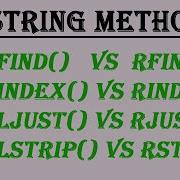 String Methods Find Rfind Index Rindex Ljust Rjust Lstrip And Rstrip Python 3 Hindi Urdu