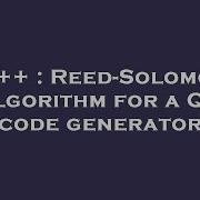 C Reed Solomon Algorithm For A QR Code Generator