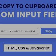 Copy To Clipboard From Input Element HTML CSS Javascript