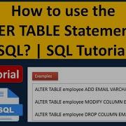 How To Use The ALTER TABLE Statement In SQL SQL Tutorial For Beginners Learn SQL