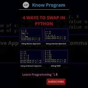 4 Ways To Swap In Python Shorts Python Knowprogram