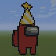 Minecraft Pixel Art Among Us Yellow Party Hat