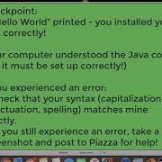 A Quick Start To Programming With Java With Checkpoint For Setup