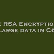C RSA Encryption Of Large Data In C