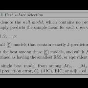 034 Statistical Learning Best Subset Selection
