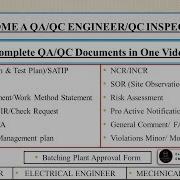 Complete Concept Documents For QA QC ITP SATIP MIR MAR RFI WIR PQP MIR NCR INCR SOR SCHEDULE Q