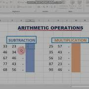 Arithmetic Operations Using Microsoft Excel Tutorial