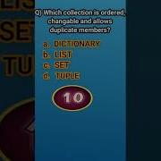 Which Collection Is Ordered Changeable And Allows Duplicate Members In Python Shorts Python Quiz