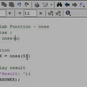 Matlab Function Array Of 1 S Ones