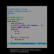 Multiplication Of Two Number Without Using Operator In C Programming Short Coding Programming