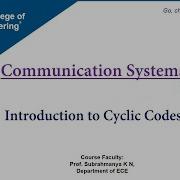 Communication System 1 Introduction To Cyclic Codes