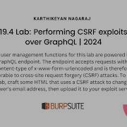 19 4 Lab Performing CSRF Exploits Over GraphQL Karthikeyan Nagaraj 2024
