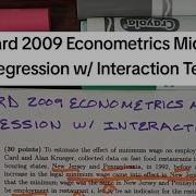 Harvard 2009 Econometrics Midterm Regression W Interaction Term Econometrics