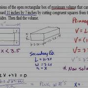 Math 2413 Sec 4 6 Applied Optimization