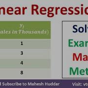 Linear Regression Matrix Form Solved Numerical Example Using Matrix Method By Mahesh Huddar