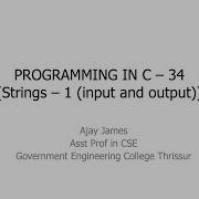 PROGRAMMING IN C 34 Strings 1 Input And Output