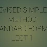 Revised Simplex Method Standard Form 2 Basic Disclaimer