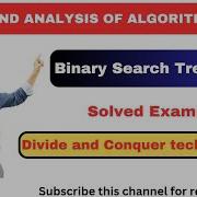 Binary Search Tree BST Divide And Conquer Techniques Design And Analysis Of Algorithms DAA