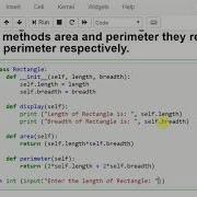 Python Program That Has A Class Named Rectangle With Attributes Length And Breadth Two Methods Area
