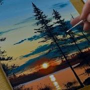 How To Draw A Sunset Lake Acrylic Painting For Beginners