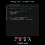 Display Upper Triangular Matrix In Python Python Examples Python Coding Tutorial Interview
