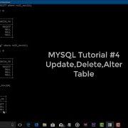 MYSQL Tutorial 4 Update Alter Delete Table