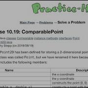 Java Practice It Exercise 10 19 ComparablePoint Classes Comparable Instance Methods