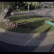 Car Takes Flight Over Roundabout In Poland