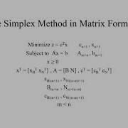 25 The Simplex Method In Matrix Form