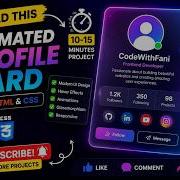 Build A Modern Animated Profile Card Using HTML CSS Beginner Project Code With Fani