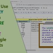 Google Sheets QUERY Function WHERE LIKE Wildcard Match Example Spreadsheet Tutorial