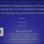Road To Digital Automation At Toyota Part 3 Modeling Sequential Decision Problems