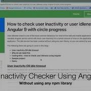 How To Check User Inactivity Or User Idleness Using Angular 9 With Circle Progress