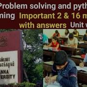 GE3151 Problem Solving And Python Programming Important Question With Answers Trending Viral Sem
