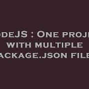 NodeJS One Project With Multiple Package Json Files