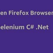 Selenium 2 C Open Firefox Browser Window