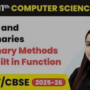 Dictionary Methods Built In Function Tuples Dictionaries Ch 10 Class 11 CS Code 083 CBSE