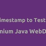 Time Stamp Using Java With Selenium WebDriver