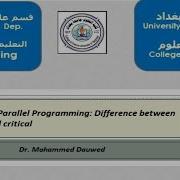 Parallel Programming Difference Between Single And Critical
