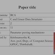 SESSION 11 PARAMETER PASSING MECHANISM IN C