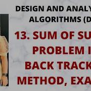 Sum Of Subsets Problem In Back Tracking Method Example L 13 DAA
