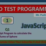 Calculate The Volume Of Sphere In Js Rapid Test Programming Joshi P D Web Technology