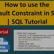 How To Use The Default Constraint In SQL SQL Tutorial For Beginners Learn SQL