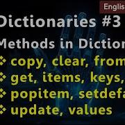 Copy Clear Fromkeys GetItems Keys PopItem SetDefault Update Values On Dictionaries In Python Shorts
