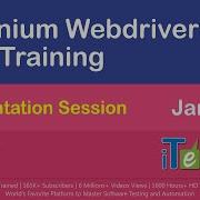 Selenium Webdriver Live Training Orientation Session Jan 2016