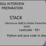 3 Stack Min Add To Make Parentheses Valid Python 3 Leetcode 921 DSA Prep Interview Ques