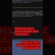 Testing OpenAI API GPT3 And Other With Python