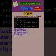Python MCQ 42 Test Your Skills Python Pythonprogramming Pythoninterview Shorts Trending
