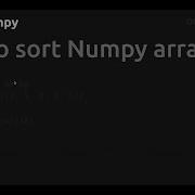 How To Sort Numpy Array