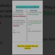 Difference Between String Literal And String Object Shorts Youtubeshorts Java